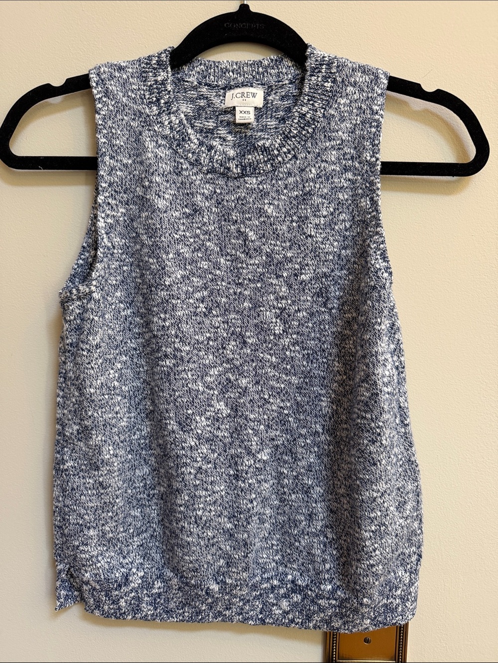 J. Crew Marled Navy and White Sleeveless Knit Tank